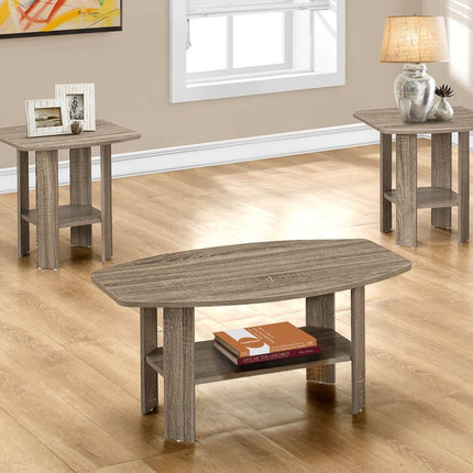 Set of Three 36" Taupe Coffee Table With Shelf