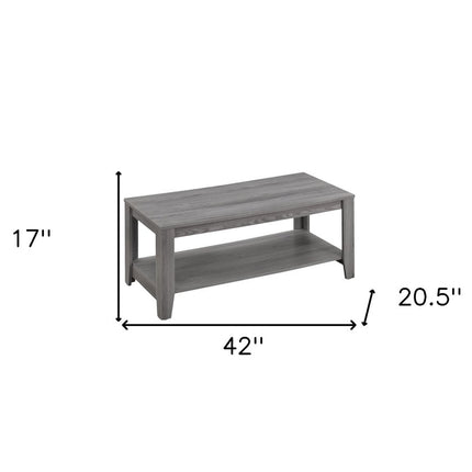 Set of Three 42" Gray Coffee Table With Shelf