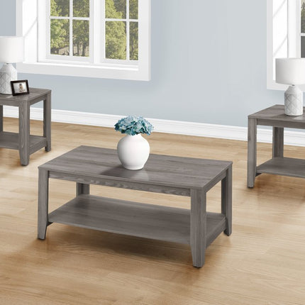 Set of Three 42" Gray Coffee Table With Shelf