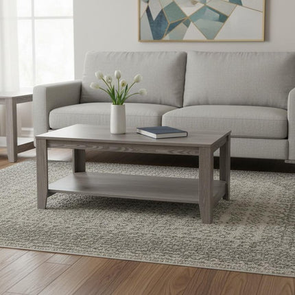Set of Three 42" Gray Coffee Table With Shelf