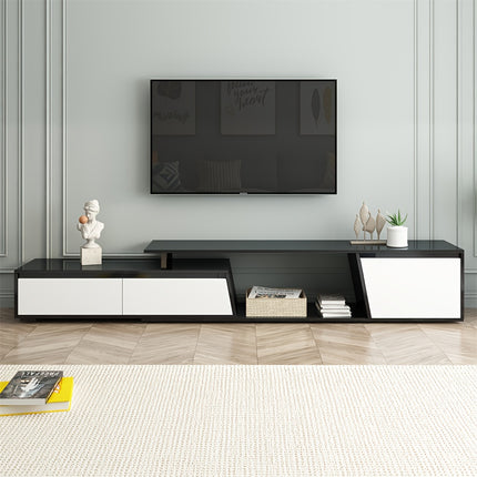 Minimalist floating design TV stand, rectangular expandable TV console, TV cabinet with 2 drawers