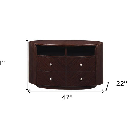 47" Dark Brown Cabinet Enclosed Storage TV Stand