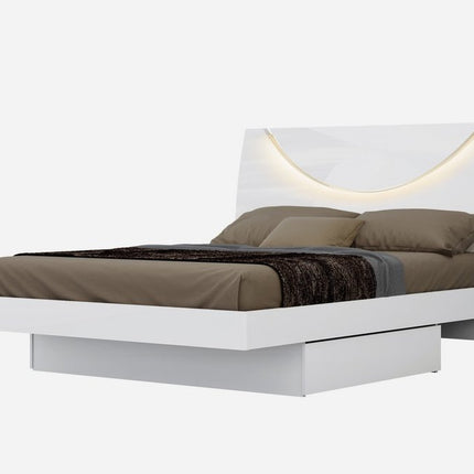 White Solid Wood King Bed Frame