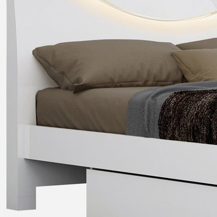 White Solid Wood King Bed Frame