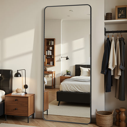 20"x60" Full-Length Mirror with Stand - Large Square Floor Mirror with Aluminum Frame,