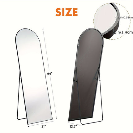 64"x21"/59"x16" Size With Stand, Tall Full Body Mirror, Hanging Or Leaning For Wall, Aluminum Alloy Thin Frame