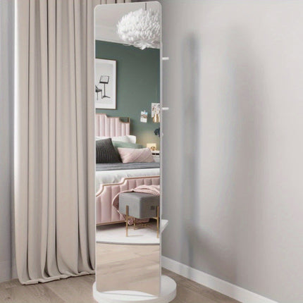 360° Swivel Jewelry Armoire - Rotatable Full Length Mirror With Jewelry Storage,