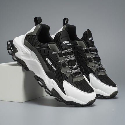 Trendy Casual Streetwear Low-Top Sneakers with Geometric and Letter Print, Lace-Up Closure,