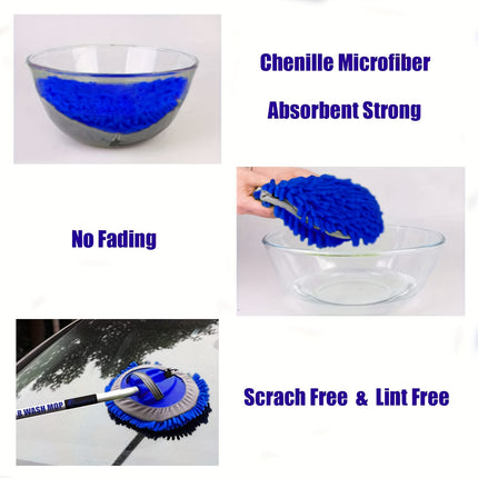 Extra-long 2-In-1 Adjustable Length Car Wash Mop with Removable Design and Handle
