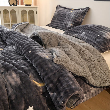 Extra-Thick Fleece Quilt Set- Bedding Set For Christmas Room Decor, Thickened Down Quilt Set,