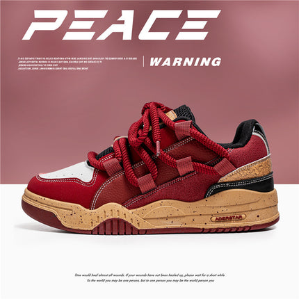 New Men's Niche Design Sneakers Burgundy Trendy Style Versatile Casual Sports Outdoor Walking Shoes
