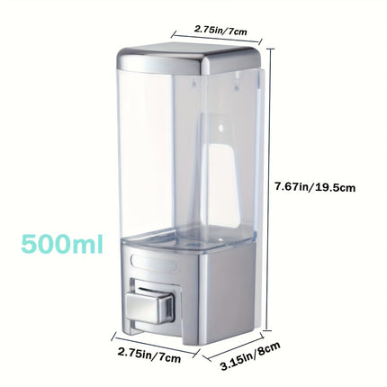 Wall-Mounted Soap Dispenser, 500 Ml Bathroom Shower Pump Dispenser, Manual Press Lotion Shower Soap