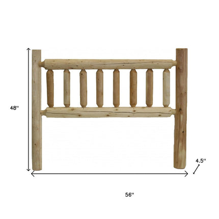 Natural Vintage Brown Finish Cedar Log Double Headboard