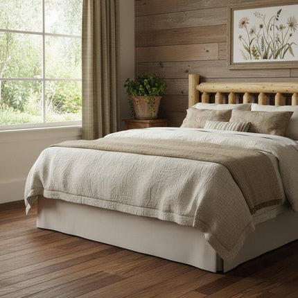 Natural Vintage Brown Finish Cedar Log Double Headboard
