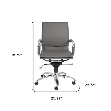 Silver and Gray Adjustable Swivel Faux Leather Rolling Conference Office Chair
