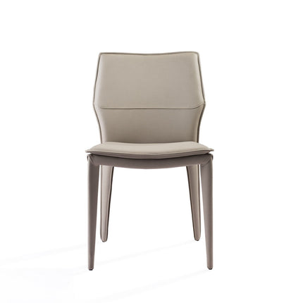 Set of Two Taupe Upholstered Faux Leather Dining Side Chairs