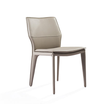 Set of Two Taupe Upholstered Faux Leather Dining Side Chairs