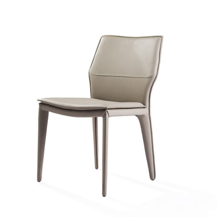 Set of Two Taupe Upholstered Faux Leather Dining Side Chairs