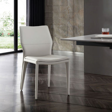 Set of Two Taupe Upholstered Faux Leather Dining Side Chairs