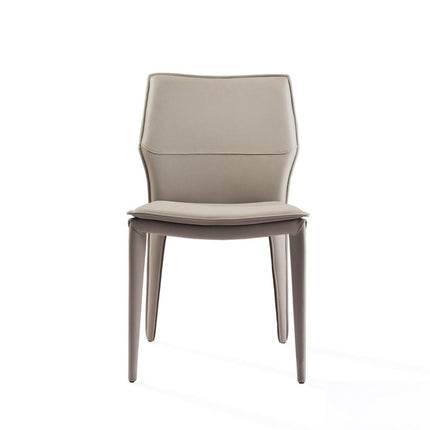 Set of Two Taupe Upholstered Faux Leather Dining Side Chairs