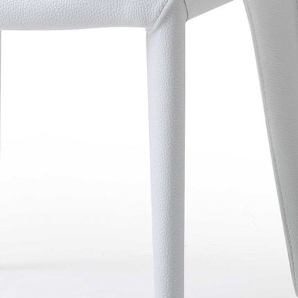Set of Two White Slipcovered Upholstered Faux Leather Dining Side Chairs