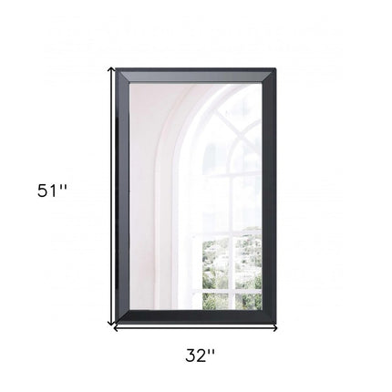 51" Black Wood Framed Accent Mirror