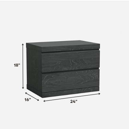 Modern Gray Woodgrain Finish 2 Drawer Nightstand