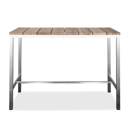 55" Wood Brown And Silver Solid Wood And Stainless Steel Dining Table