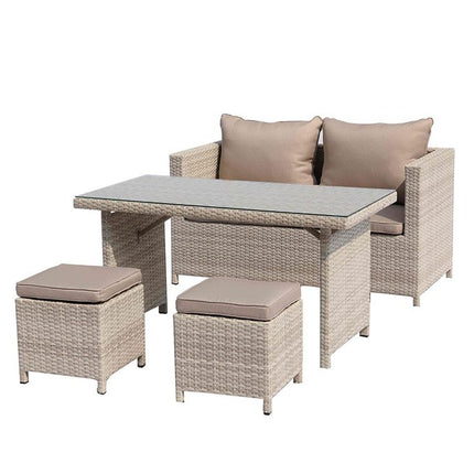 50" Beige Glass And Iron Coffee Table