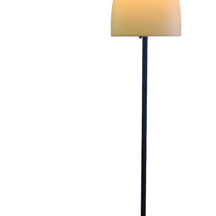 60" Black And White Metal Floor Lamp With White Bowl Shade
