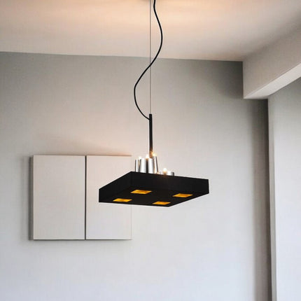 14 X 14 X 59 Black Stainless Steel Pendant Lamp