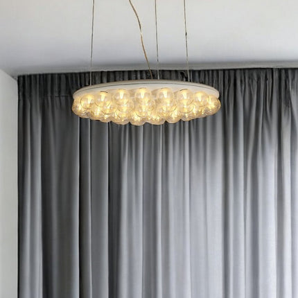 29 X 29 X 7 White Glass Metal Pendant Lamp
