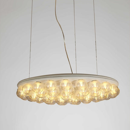 29 X 29 X 7 White Glass Metal Pendant Lamp