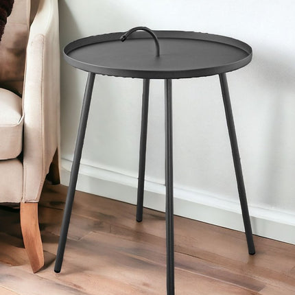 25" Gray Stainless Steel Round End Table