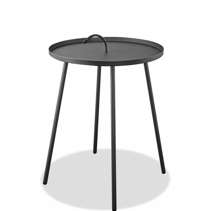 25" Gray Stainless Steel Round End Table