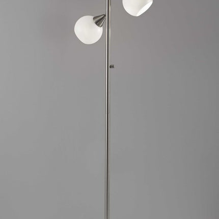 71" Silver Metal Floor Lamp With White Dome Shade