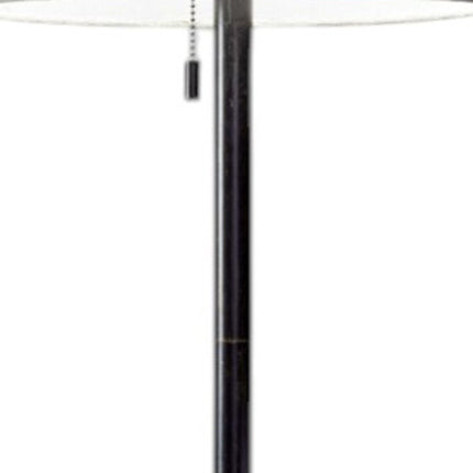 61" Brass Metal Floor Lamp With White Fabric Cylinder Shade