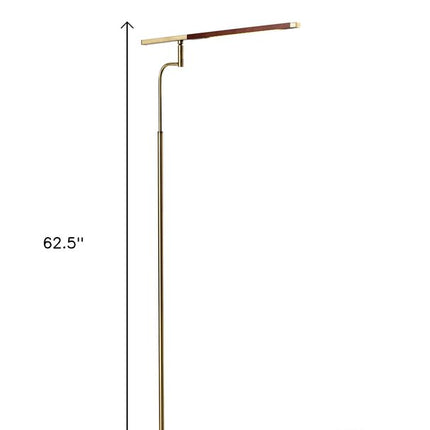 63" Brown LED Task Floor Lamp With Brass