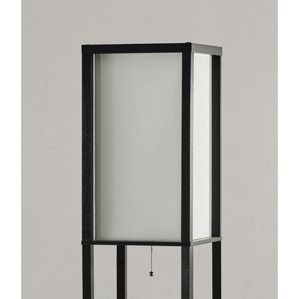 72" Black And White Solid Wood Column With White Cotton Shade