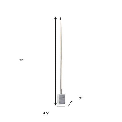 Minimalist Ambient Glow Led Floor Lamp With Dimmer In Antique Brass And Black Marble