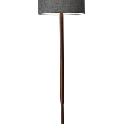 59" Natural Solid Wood Floor Lamp With White Linen Drum Shade