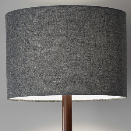 59" Natural Solid Wood Floor Lamp With White Linen Drum Shade