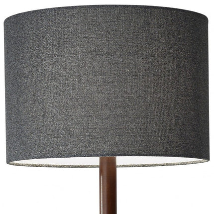 59" Natural Solid Wood Floor Lamp With White Linen Drum Shade