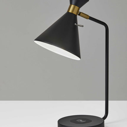 Asymmetrical Diabolo Black Metal Desk Lamp