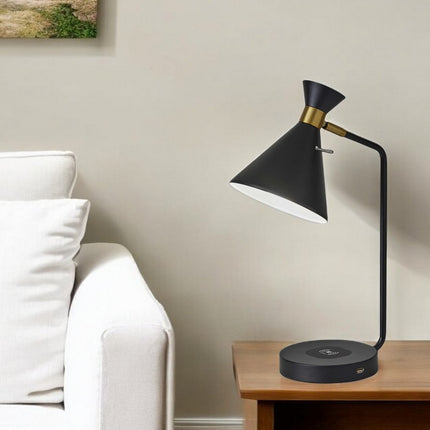 Asymmetrical Diabolo Black Metal Desk Lamp