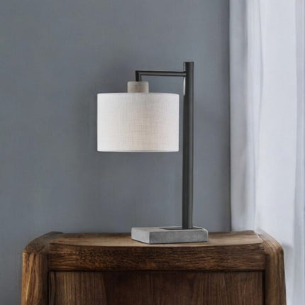 23" Gray Metal Novelty Table Lamp With White Empire Shade