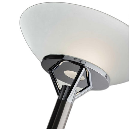 Frosted Glass Shade Uplighting Torchiere In Brushed Steel