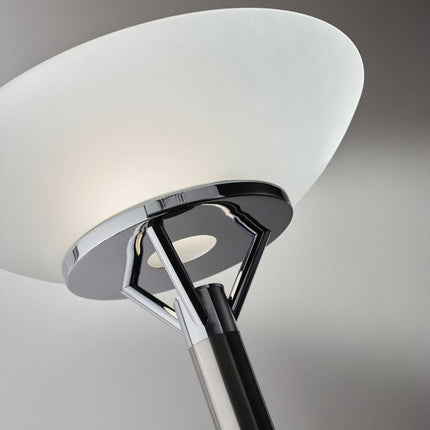 Frosted Glass Shade Uplighting Torchiere In Brushed Steel
