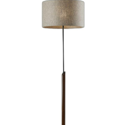 63" Beige And Black Floor Lamp With Beige Fabric Drum Shade