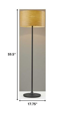 60" White Floor Lamp With White Fabric Drum Shade